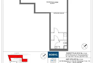 Rzut - Lokal użytkowy na sprzedaż 1 pokój o powierzchni 59,09 m² - numer RM/2B/N/0/LU1 w Rytm Mokotowa - etap 2B