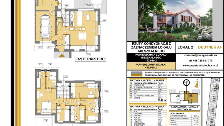 Rzut - Dom na sprzedaż 5 pokoi o powierzchni 143,99 m² - numer A4_2 w Przystanek Płochocin