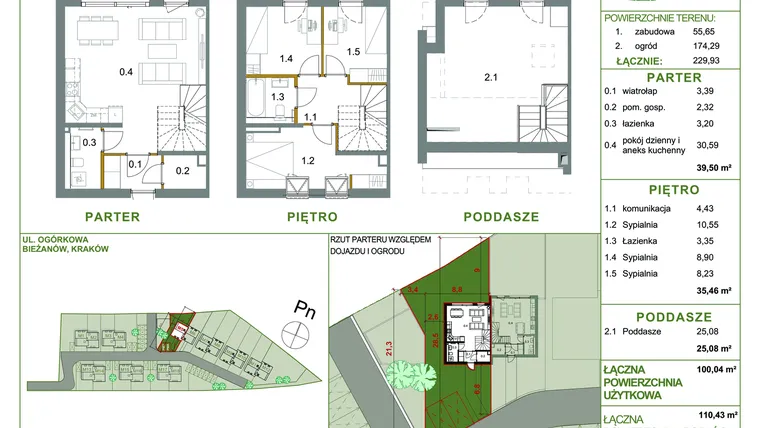 Rzut - Dom na sprzedaż 4 pokoje o powierzchni 100,04 m² - numer M5 w Ogrody Aleksandry
