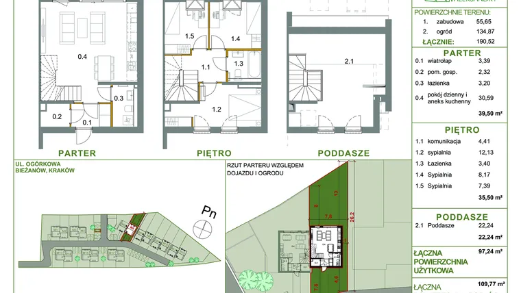 Rzut - Dom na sprzedaż 4 pokoje o powierzchni 97,24 m² - numer M6 w Ogrody Aleksandry