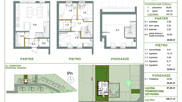 Rzut - Dom na sprzedaż 4 pokoje o powierzchni 97,26 m² - numer M3 w Ogrody Aleksandry