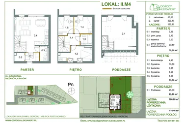 Rzut - Dom na sprzedaż 4 pokoje o powierzchni 100,09 m² - numer M4 w Ogrody Aleksandry