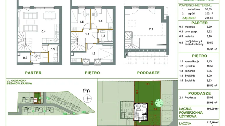 Rzut - Dom na sprzedaż 4 pokoje o powierzchni 100,09 m² - numer M4 w Ogrody Aleksandry