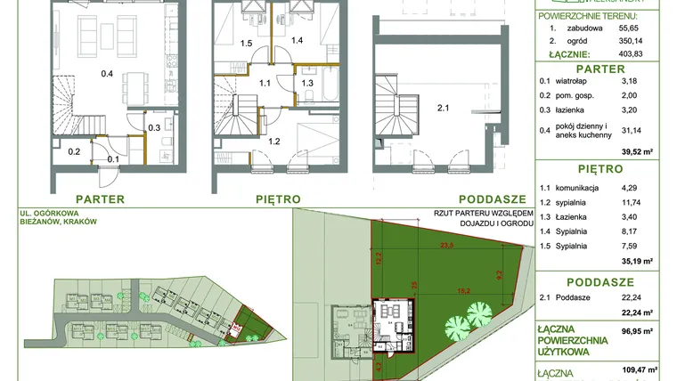 Rzut - Dom na sprzedaż 4 pokoje o powierzchni 96,95 m² - numer M12 w Ogrody Aleksandry