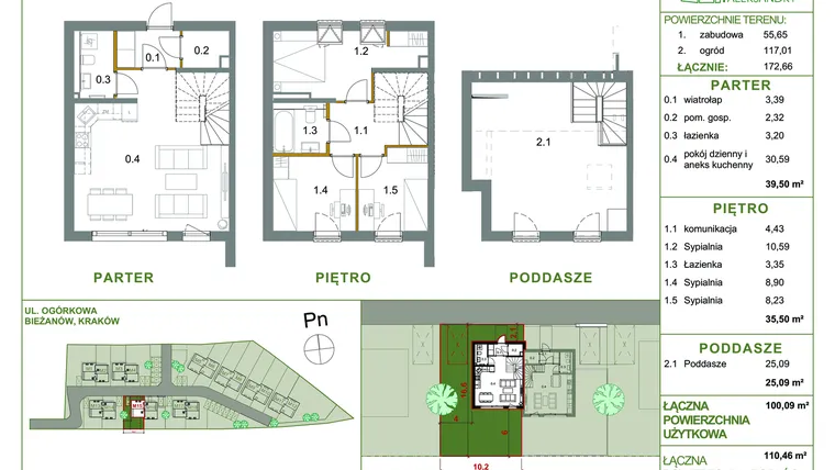 Rzut - Dom na sprzedaż 4 pokoje o powierzchni 100,09 m² - numer M15 w Ogrody Aleksandry