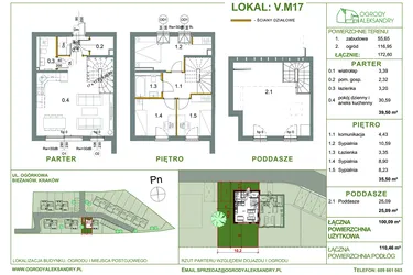 Rzut - Dom na sprzedaż 4 pokoje o powierzchni 100,09 m² - numer M17 w Ogrody Aleksandry