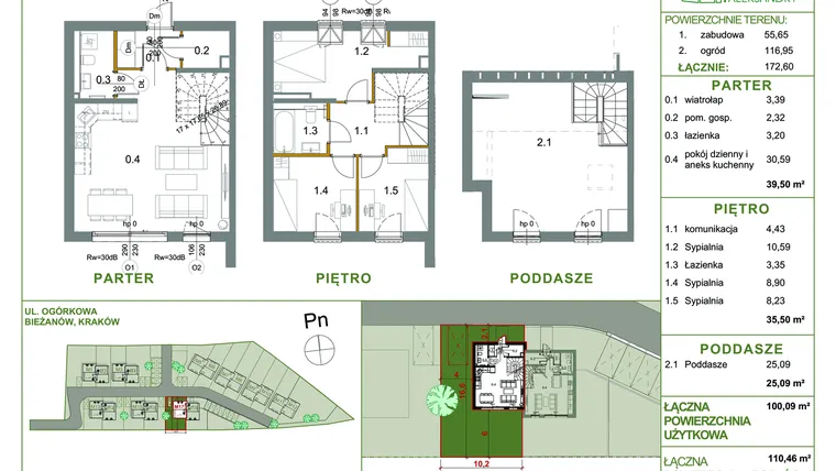 Rzut - Dom na sprzedaż 4 pokoje o powierzchni 100,09 m² - numer M17 w Ogrody Aleksandry