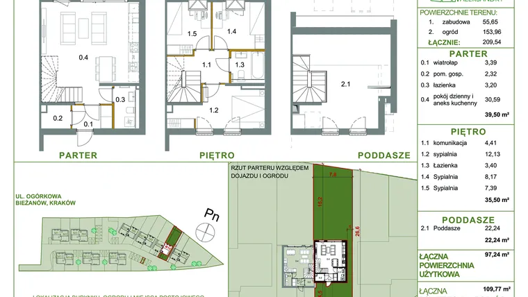 Rzut - Dom na sprzedaż 4 pokoje o powierzchni 97,24 m² - numer M10 w Ogrody Aleksandry