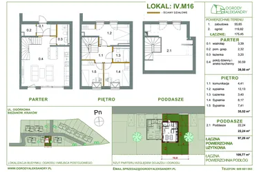 Rzut - Dom na sprzedaż 4 pokoje o powierzchni 97,26 m² - numer M16 w Ogrody Aleksandry