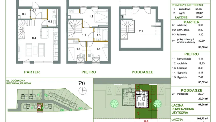 Rzut - Dom na sprzedaż 4 pokoje o powierzchni 97,26 m² - numer M16 w Ogrody Aleksandry