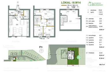Rzut - Dom na sprzedaż 4 pokoje o powierzchni 97,26 m² - numer M14 w Ogrody Aleksandry