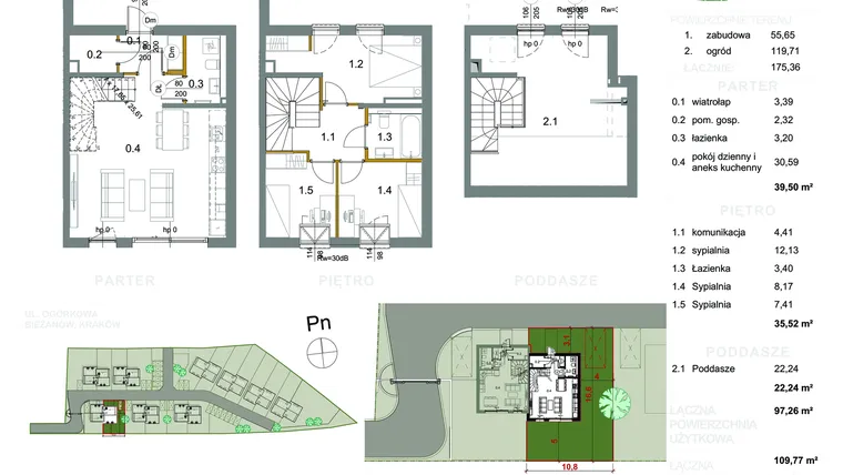 Rzut - Dom na sprzedaż 4 pokoje o powierzchni 97,26 m² - numer M14 w Ogrody Aleksandry
