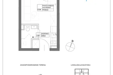 Rzut - Mieszkanie na sprzedaż 1 pokój o powierzchni 15,59 m² - numer A1.4 w Renton Rumia - apartamenty inwestycyjne