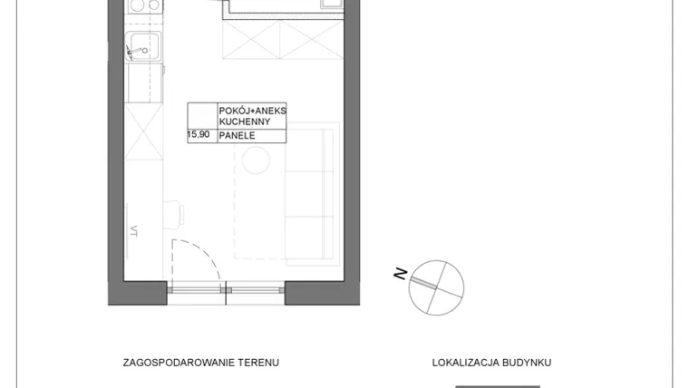 Rzut - Mieszkanie na sprzedaż 1 pokój o powierzchni 18,94 m² - numer A1.1 w Renton Rumia - apartamenty inwestycyjne