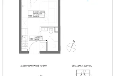 Rzut - Mieszkanie na sprzedaż 1 pokój o powierzchni 15,59 m² - numer A1.5 w Renton Rumia - apartamenty inwestycyjne