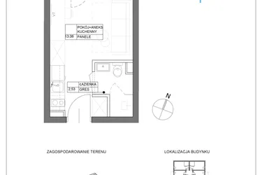 Rzut - Mieszkanie na sprzedaż 1 pokój o powierzchni 15,59 m² - numer A1.8 w Renton Rumia - apartamenty inwestycyjne