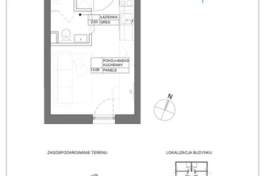 Rzut - Mieszkanie na sprzedaż 1 pokój o powierzchni 15,59 m² - numer A1.14 w Renton Rumia - apartamenty inwestycyjne