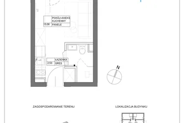 Rzut - Mieszkanie na sprzedaż 1 pokój o powierzchni 15,59 m² - numer A1.6 w Renton Rumia - apartamenty inwestycyjne