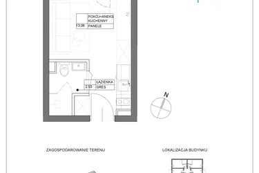 Rzut - Mieszkanie na sprzedaż 1 pokój o powierzchni 15,59 m² - numer A1.7 w Renton Rumia - apartamenty inwestycyjne