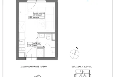 Rzut - Mieszkanie na sprzedaż 1 pokój o powierzchni 15,43 m² - numer A2.6 w Renton Rumia - apartamenty inwestycyjne