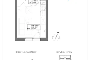 Rzut - Mieszkanie na sprzedaż 1 pokój o powierzchni 14,91 m² - numer A1.12 w Renton Rumia - apartamenty inwestycyjne