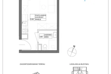 Rzut - Mieszkanie na sprzedaż 1 pokój o powierzchni 18,68 m² - numer A2.13 w Renton Rumia - apartamenty inwestycyjne