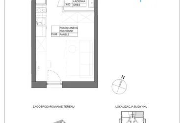Rzut - Mieszkanie na sprzedaż 1 pokój o powierzchni 18,68 m² - numer A2.14 w Renton Rumia - apartamenty inwestycyjne