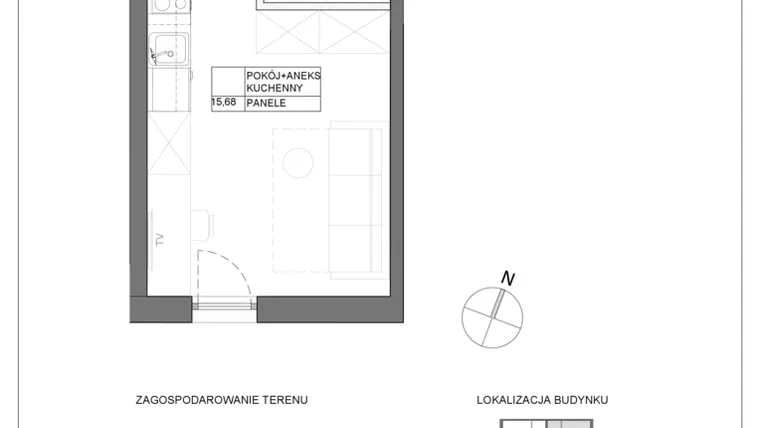 Rzut - Mieszkanie na sprzedaż 1 pokój o powierzchni 18,68 m² - numer A2.14 w Renton Rumia - apartamenty inwestycyjne