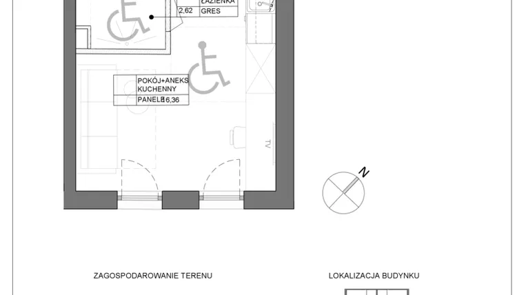 Rzut - Mieszkanie na sprzedaż 1 pokój o powierzchni 18,98 m² - numer A2.1 w Renton Rumia - apartamenty inwestycyjne