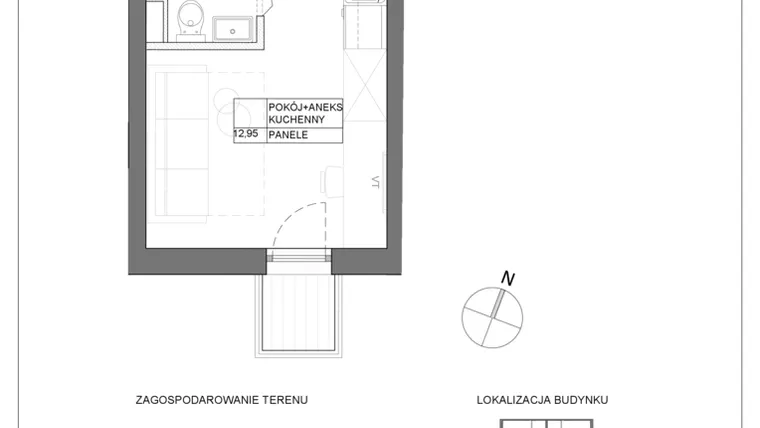 Rzut - Mieszkanie na sprzedaż 1 pokój o powierzchni 15,43 m² - numer A2.17 w Renton Rumia - apartamenty inwestycyjne