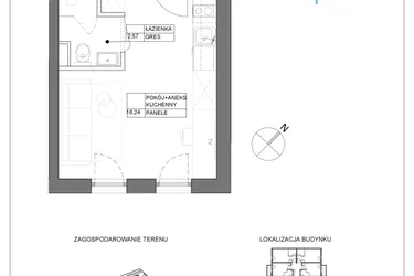 Rzut - Mieszkanie na sprzedaż 1 pokój o powierzchni 18,81 m² - numer A3.1 w Renton Rumia - apartamenty inwestycyjne
