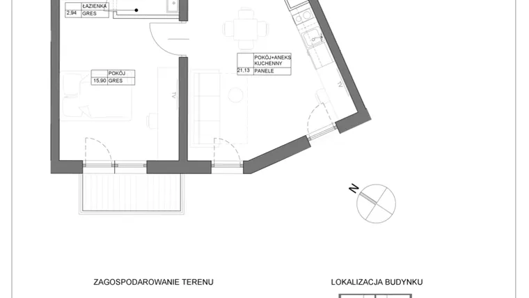 Rzut - Mieszkanie na sprzedaż 2 pokoje o powierzchni 39,97 m² - numer A3.4 w Renton Rumia - apartamenty inwestycyjne