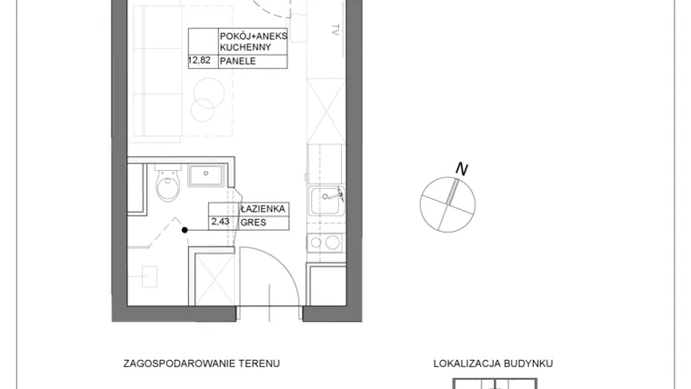 Rzut - Mieszkanie na sprzedaż 1 pokój o powierzchni 15,25 m² - numer A3.10 w Renton Rumia - apartamenty inwestycyjne