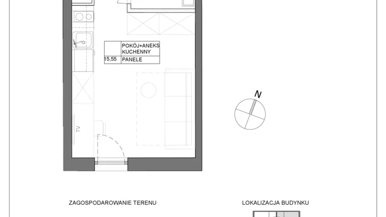 Rzut - Mieszkanie na sprzedaż 1 pokój o powierzchni 18,5 m² - numer A3.14 w Renton Rumia - apartamenty inwestycyjne