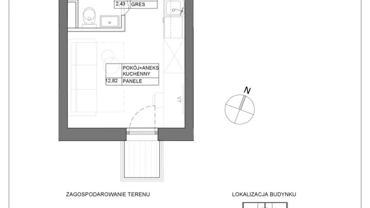 Rzut - Mieszkanie na sprzedaż 1 pokój o powierzchni 15,25 m² - numer A3.17 w Renton Rumia - apartamenty inwestycyjne