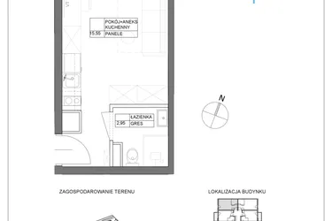 Rzut - Mieszkanie na sprzedaż 1 pokój o powierzchni 18,5 m² - numer A3.13 w Renton Rumia - apartamenty inwestycyjne