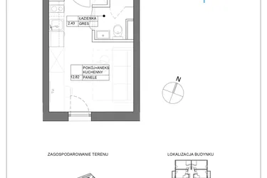 Rzut - Mieszkanie na sprzedaż 1 pokój o powierzchni 15,25 m² - numer A3.16 w Renton Rumia - apartamenty inwestycyjne