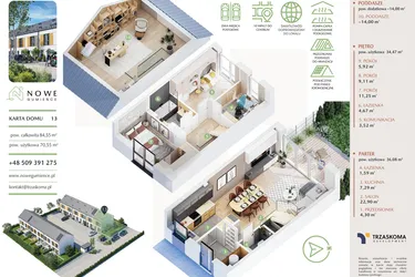 Rzut - Dom na sprzedaż 5 pokoi o powierzchni 84,55 m² - numer 13 w Nowe Gumieńce