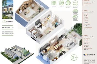 Rzut - Dom na sprzedaż 5 pokoi o powierzchni 84,55 m² - numer 13 w Nowe Gumieńce