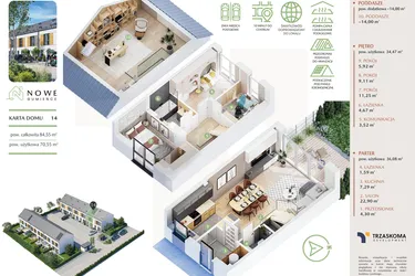 Rzut - Dom na sprzedaż 5 pokoi o powierzchni 84,55 m² - numer 14 w Nowe Gumieńce
