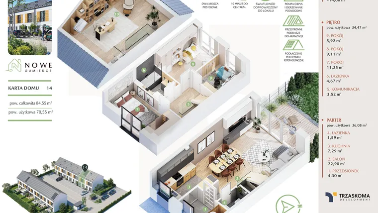 Rzut - Dom na sprzedaż 5 pokoi o powierzchni 84,55 m² - numer 14 w Nowe Gumieńce