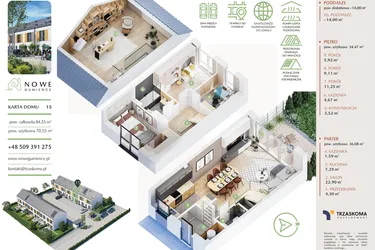 Rzut - Dom na sprzedaż 5 pokoi o powierzchni 84,55 m² - numer 15 w Nowe Gumieńce