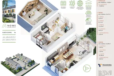 Rzut - Dom na sprzedaż 5 pokoi o powierzchni 84,55 m² - numer 16 w Nowe Gumieńce