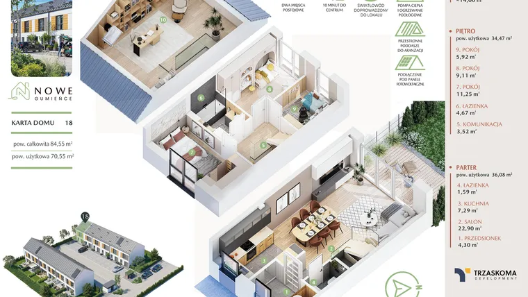 Rzut - Dom na sprzedaż 5 pokoi o powierzchni 84,55 m² - numer 18 w Nowe Gumieńce