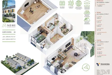 Rzut - Dom na sprzedaż 5 pokoi o powierzchni 74,51 m² - numer 24 w Nowe Gumieńce