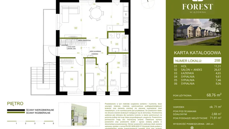 Rzut - Mieszkanie na sprzedaż 4 pokoje o powierzchni 68,75 m² - numer 25B w Wiązowna Forest