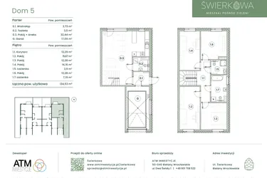 Rzut - Dom na sprzedaż 5 pokoi o powierzchni 134,54 m² - numer 3.14 lok. 1 w Świerkowa