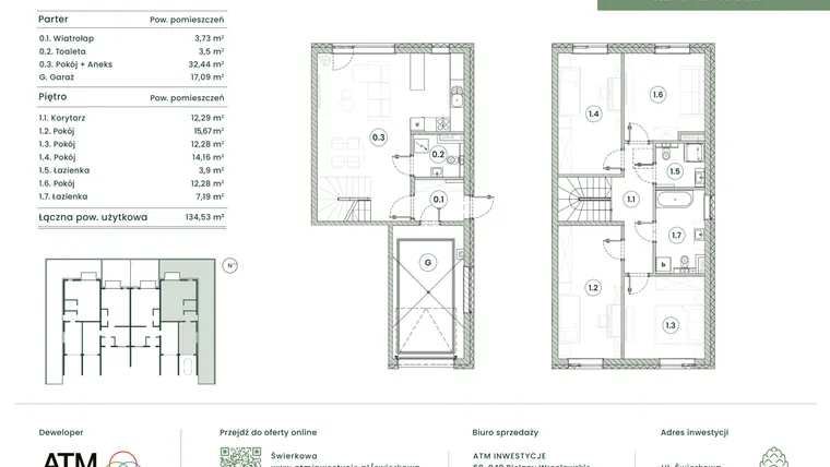 Rzut - Dom na sprzedaż 5 pokoi o powierzchni 134,54 m² - numer 3.14 lok. 1 w Świerkowa