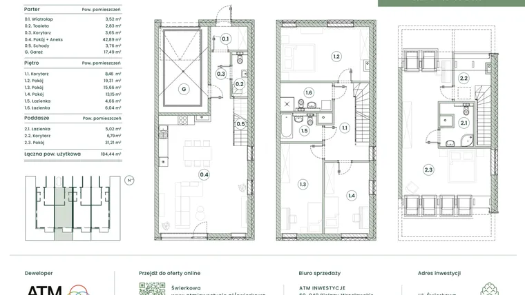 Rzut - Dom na sprzedaż 5 pokoi o powierzchni 184,44 m² - numer 4.6 lok. 2 w Świerkowa
