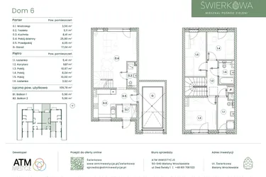 Rzut - Dom na sprzedaż 4 pokoje o powierzchni 109,78 m² - numer 3.14 lok. 2 w Świerkowa